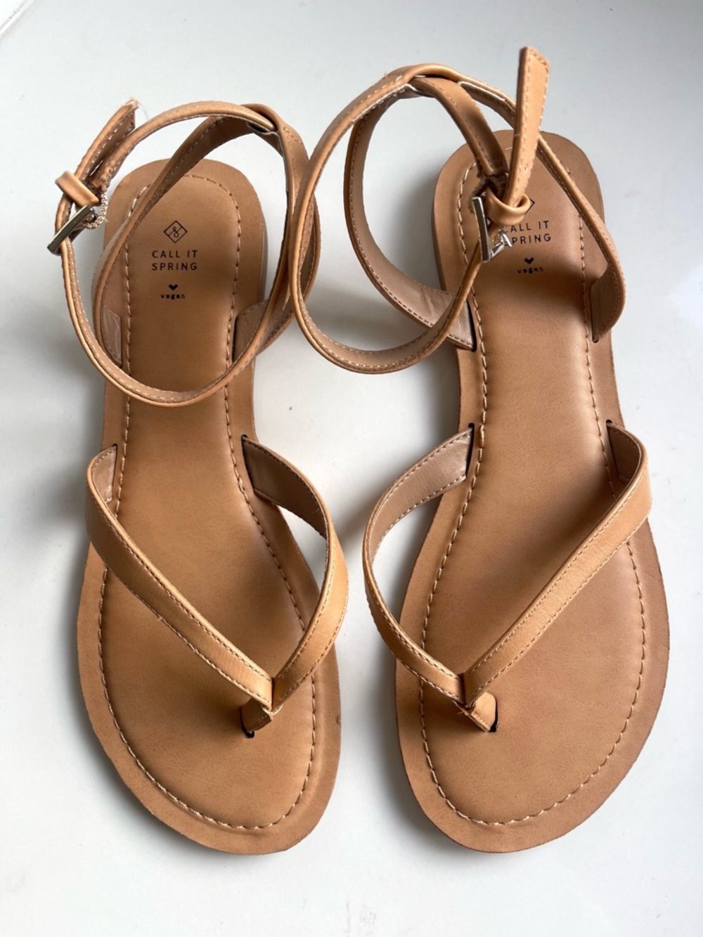 Call It Spring Tan Ankle-Strap Sandals 8